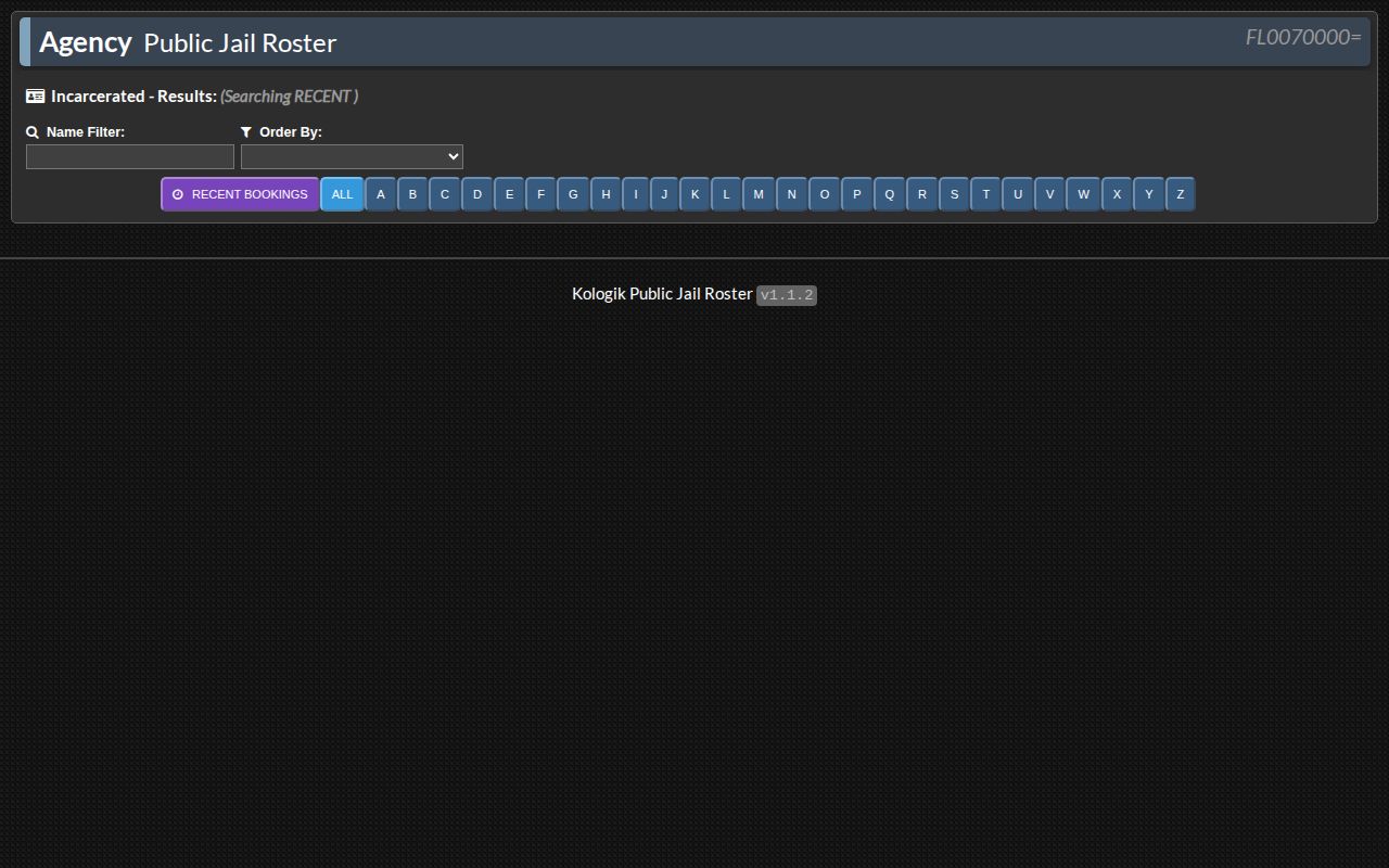 Calhoun County Jail current booking roster search interface