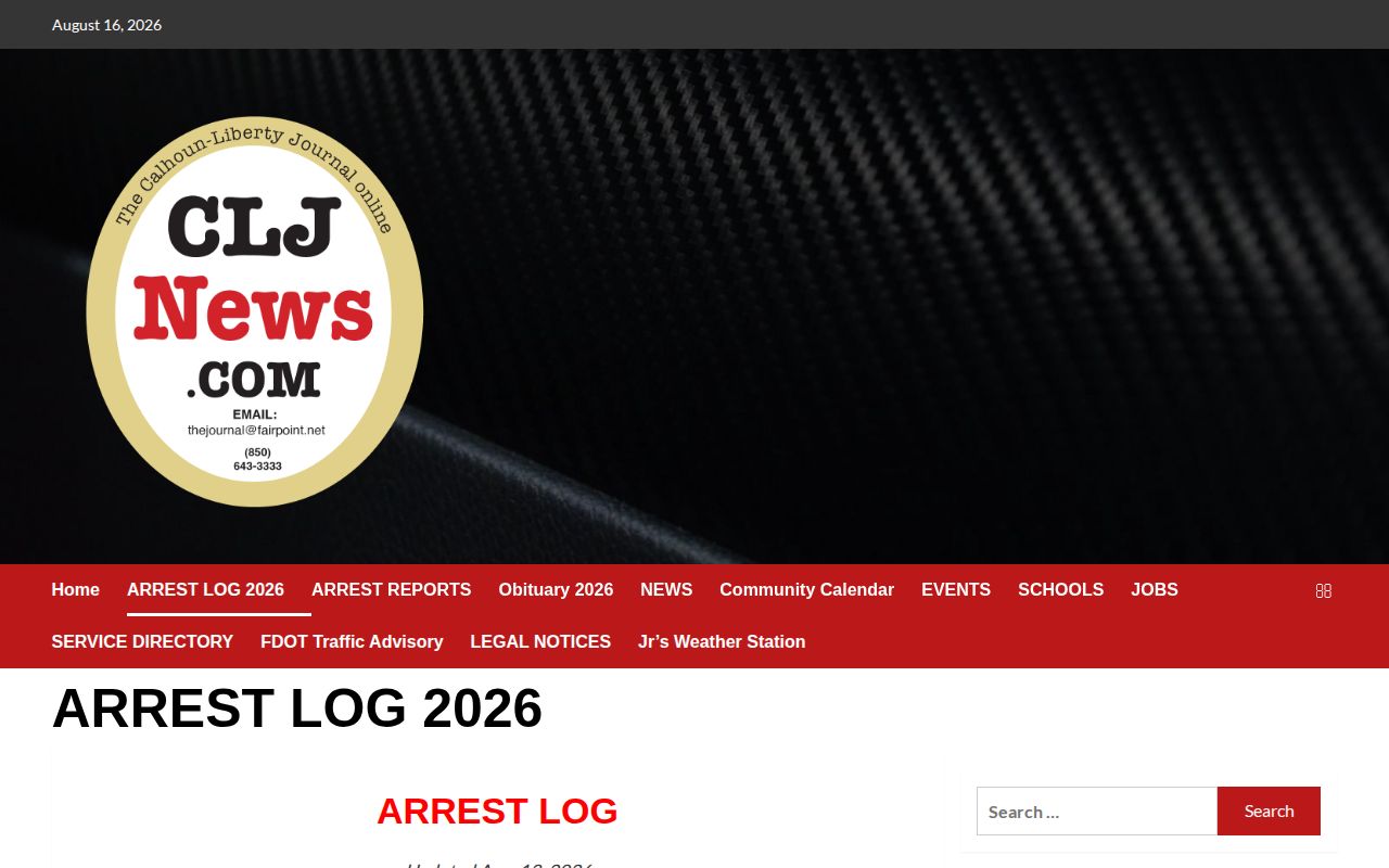 CLJNews Calhoun County arrest log with Altha booking record coverage